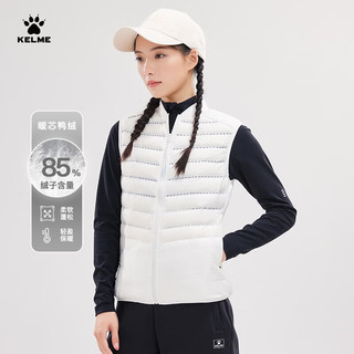 卡尔美（KELME） 运动羽绒马甲女内穿冬季轻薄修身白鸭绒无袖保暖羽绒服马夹 白色 2XL