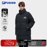 FILA FUSION斐乐潮牌中长款羽绒服男2023冬时尚宽松连帽羽绒服 深黑-BK 185/104A/XXL