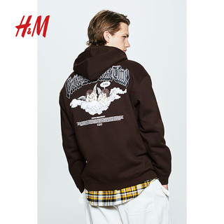 H&M 男装卫衣时尚简约休闲版印花连帽衫1122659 深棕色/Better Luck Next Time 170/92A