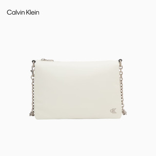 Calvin Klein女包24春夏小众优雅金属字母链条单肩斜挎小方包圣诞DH3570 115-象牙白 OS