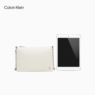 Calvin Klein女包24春夏小众优雅金属字母链条单肩斜挎小方包圣诞DH3570 115-象牙白 OS