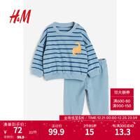 H&M 童装男婴2件式卫衣套装1210938 蓝色/恐龙 66/48