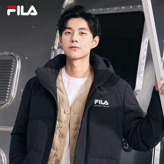 FILA 斐乐 男士长款羽绒服防泼水防污保暖连帽外套