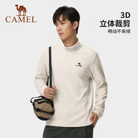 CAMEL 骆驼 长袖T恤男2023秋季新款宽松半立领拉链抓绒衣卫衣