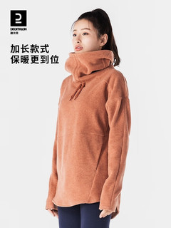 迪卡侬（DECATHLON）保暖绒衣户外抓绒衣女运动宽松高领卫衣女 曜石黑 XS