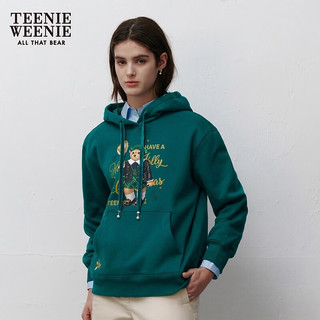 Teenie Weenie小熊秋冬多色连帽卫衣套头加绒保暖上衣时尚女装 绿色 175/XL