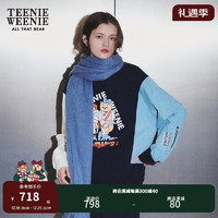 Teenie Weenie小熊2024早春时尚学院风拼接撞色宽松套头卫衣女 撞色 155/XS