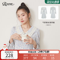 Roem 罗燕 商场同款碎花连衣裙秋款连衣裙法式娃娃领碎花裙印花裙女