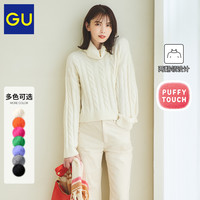 GU 极优 女蓬松感短款两翻领针织衫22年冬舒适慵懒高领毛衣344416