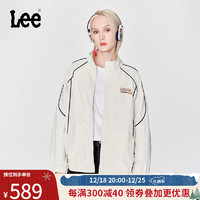 Lee24早春舒适版立领米白色印花撞色女插肩袖夹克外套潮 米白色 S