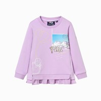 限尺码：FILA 斐乐 女小童套头衫（105-130）儿童休闲卫衣女童时尚荷叶边卫衣