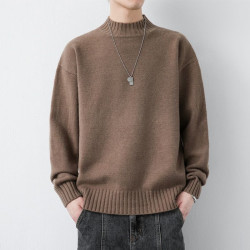 摩男志秋冬季加厚半高领毛衣