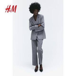 H&M女装西装时尚气质通勤双排扣垫肩长袖外套1178826 灰色 170/104A