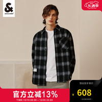 杰克·琼斯（JACK&JONES）春季男士商务休闲舒适宽松经典黑白格子衬衫外套男2241OS017 黑色 170/92A/S