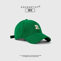 GOLDARTIST草绿色帽子韩版字母鸭舌帽女深顶棒球帽男宽帽檐显脸小
