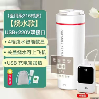 SDRNKA 日本便携式烧水壶电热水杯出差旅行车载USB316内胆烧水款+Type-C/220v双插口