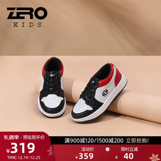 零度童鞋儿童跑步鞋男童小鞋儿童板鞋中童运动鞋男孩鞋子 黑白红 26码 鞋内长16.7cm