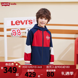 Levi's 李维斯童装男童运动风衣2024春秋【三防面料】弹力儿童上衣外套 深靛蓝 110/52