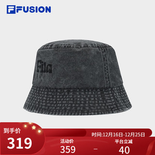 FILA FUSION斐乐潮牌款圆帽2024春季时尚休闲盆帽渔夫帽 水洗灰-DY S