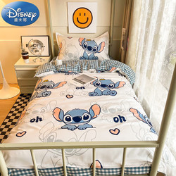 Disney 迪士尼 亲肤裸睡磨毛三件套 学生宿舍单人床上用品0.9/1.2米床套件床单被套被套150*200cm 史迪仔