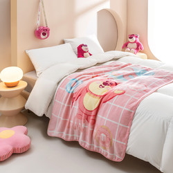 Disney 迪士尼 法兰绒毛毯子宝宝云毯办公室婴儿童午睡毯草莓熊140*100cm