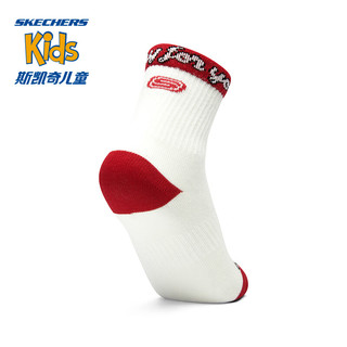 Skechers斯凯奇男女童卡通袜子2对装抗菌防汗除臭L124K006 棉花糖白/赛车红/03P9 L(18-20CM)