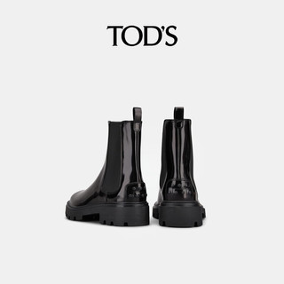 TOD'S【】女士切尔西靴厚底增高时装靴短靴靴子 黑色 37