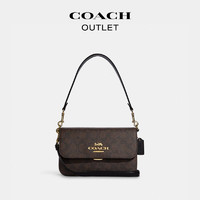 COACH 蔻驰 奥莱女士女包经典标志BRYNN单肩包 IM/棕色/黑色