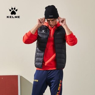 KELME 卡尔美 运动羽绒马甲男 秋冬训练背心 官方旗舰轻薄保暖坎肩3891414 黑色 L