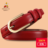稻草人(MEXICAN)女士皮带简约百搭韩国细腰带潮流时尚个性装饰裤带 60538红色