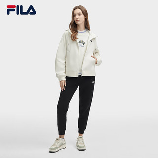 FILA 斐乐女士女装外套2024春时尚宽松休闲拼接连帽上衣 云菇白-WT 165/84A/M