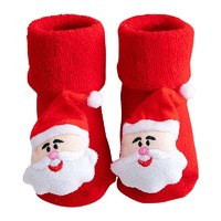 88VIP：妙优童 儿童袜子卡通圣诞图案男女宝宝鞋袜点胶保暖学步袜小童居家地板袜