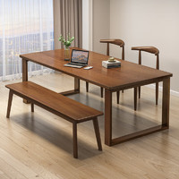 可芝（KERZY）客厅书桌家用大书桌长工作台新中式双人书桌实木腿学习写字办公桌 橡胶木色120_60_75cm