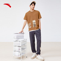 ANTA安踏加绒运动裤男秋冬款加厚卫裤宽松束脚直筒防风抗寒休闲裤长裤子男 城堡灰/浅褐灰【基础款】 L