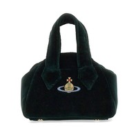 Vivienne Westwood 女士墨绿色丝绒土星刺绣图案保龄球手提包