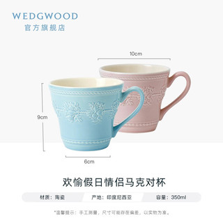 WEDGWOOD 欢愉假日马克杯对杯陶瓷杯子水杯咖啡杯 欢愉假日蓝粉马克对杯