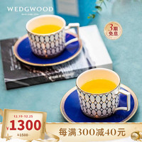 WEDGWOOD [圣诞礼物]威基伍德金粉年华2杯2碟午夜蓝骨瓷咖啡杯碟英式茶具 金粉年华午夜蓝2杯2碟