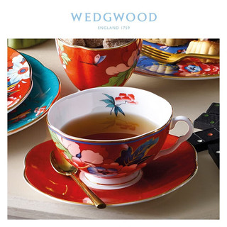 WEDGWOOD 威基伍德嫣红牡丹骨瓷茶杯碟下午茶杯碟咖啡杯套装 嫣红牡丹红色杯碟