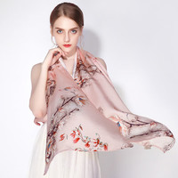 上海故事真丝丝巾女高档围巾旗袍披肩桑蚕丝纱巾礼盒装 木兰醉露