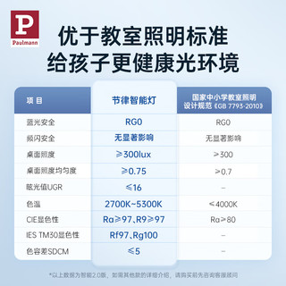 Paulmann P德国柏曼智能吸顶灯超薄儿童卧室护眼灯书房现代简约日光灯  墙控版 暖白光 雅光银