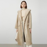 朗姿 绵羊毛复古大衣外套毛绒女23年冬季新款高端洋气大衣