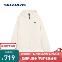 斯凯奇（Skechers）CNY 新年系列男女同款针织连帽外套L124U025 奶油米白/00NA XXL