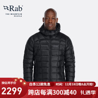 Rab 睿坡 男士900蓬鹅绒连帽防户外运动轻薄鹅绒羽绒服140g QDB-45 黑色 L