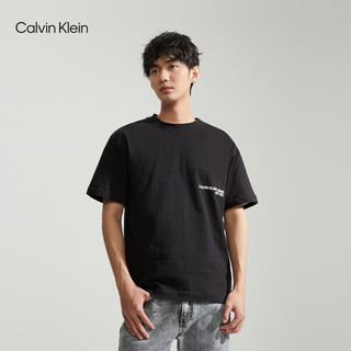 Calvin Klein Jeans24春夏男士休闲涂鸦字母印花纯棉宽松短袖T恤J324652 BEH-太空黑 XL