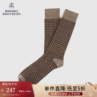 布克兄弟（BrooksBrothers）男士23新微弹千鸟格复古保暖中筒袜子 2003-棕色 OS