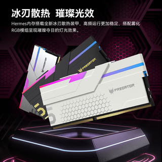 宏碁掠夺者（PREDATOR）48G(24G×2)套装 DDR5 6800频率 台式机内存条 Hermes冰刃系列 RGB灯条(C34) 珍珠白