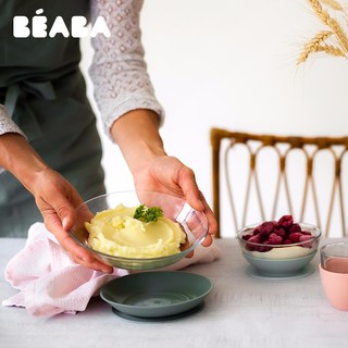 BEABA玻璃吸盘碗 硅胶套装婴儿辅食碗勺宝宝餐盘防摔餐具 豆蔻绿