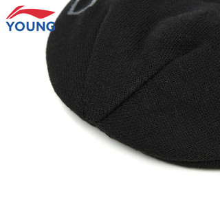 李宁童装儿童帽子女大童23年冬款运动生活内里薄拉绒加绒保暖针织帽YMZT035-1黑色F