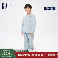 Gap女童冬季2023LOGO睡衣睡裤两件套889903儿童装家居服套装 蓝色 160cm(XL)亚洲尺码