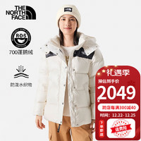 The North Face北面羽绒服女装秋冬防风保暖面包服700蓬鹅绒填充防寒登山服 Q4C/米白色 S